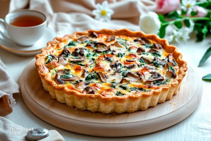 Как приготовить нежный киш лорен с курицей и грибами