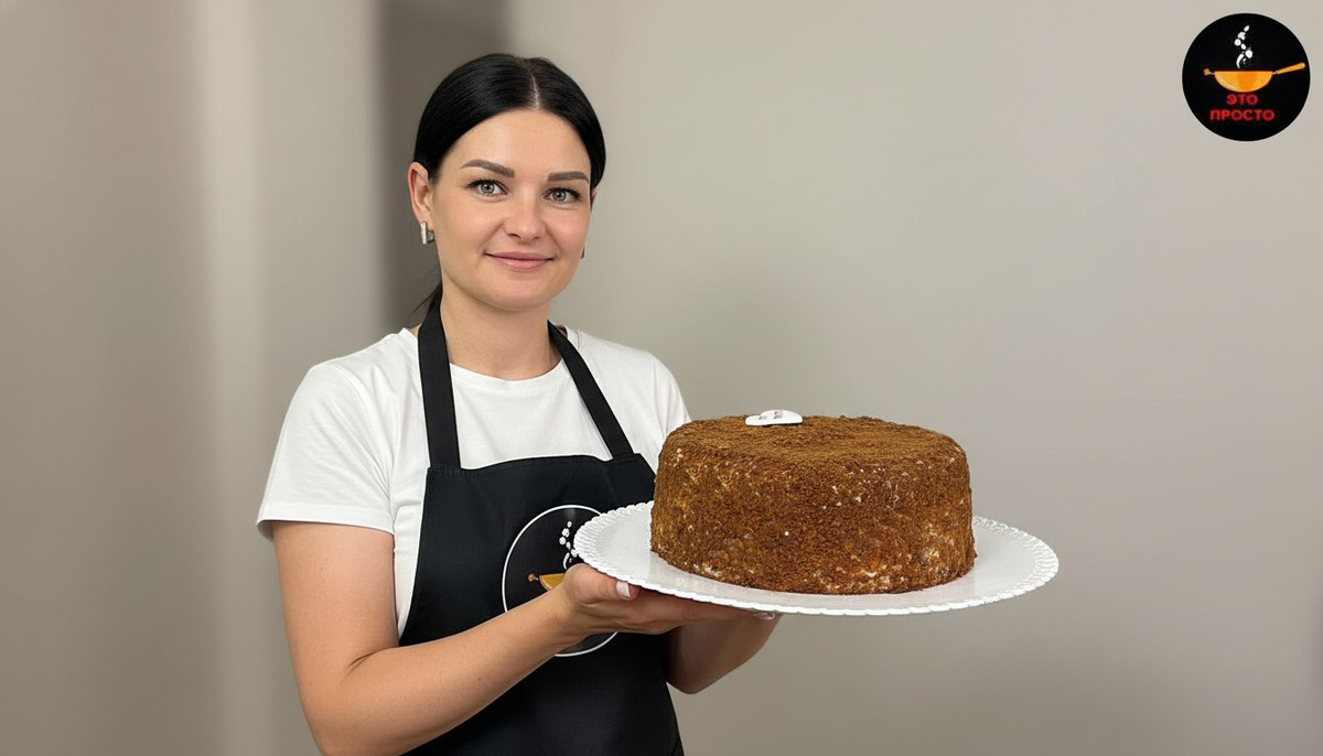 Нежный шоколадно-медовый торт без выпечки на сковороде