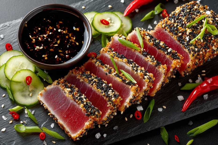 Стейк из тунца в азиатском стиле: соус и кунжутная корочка